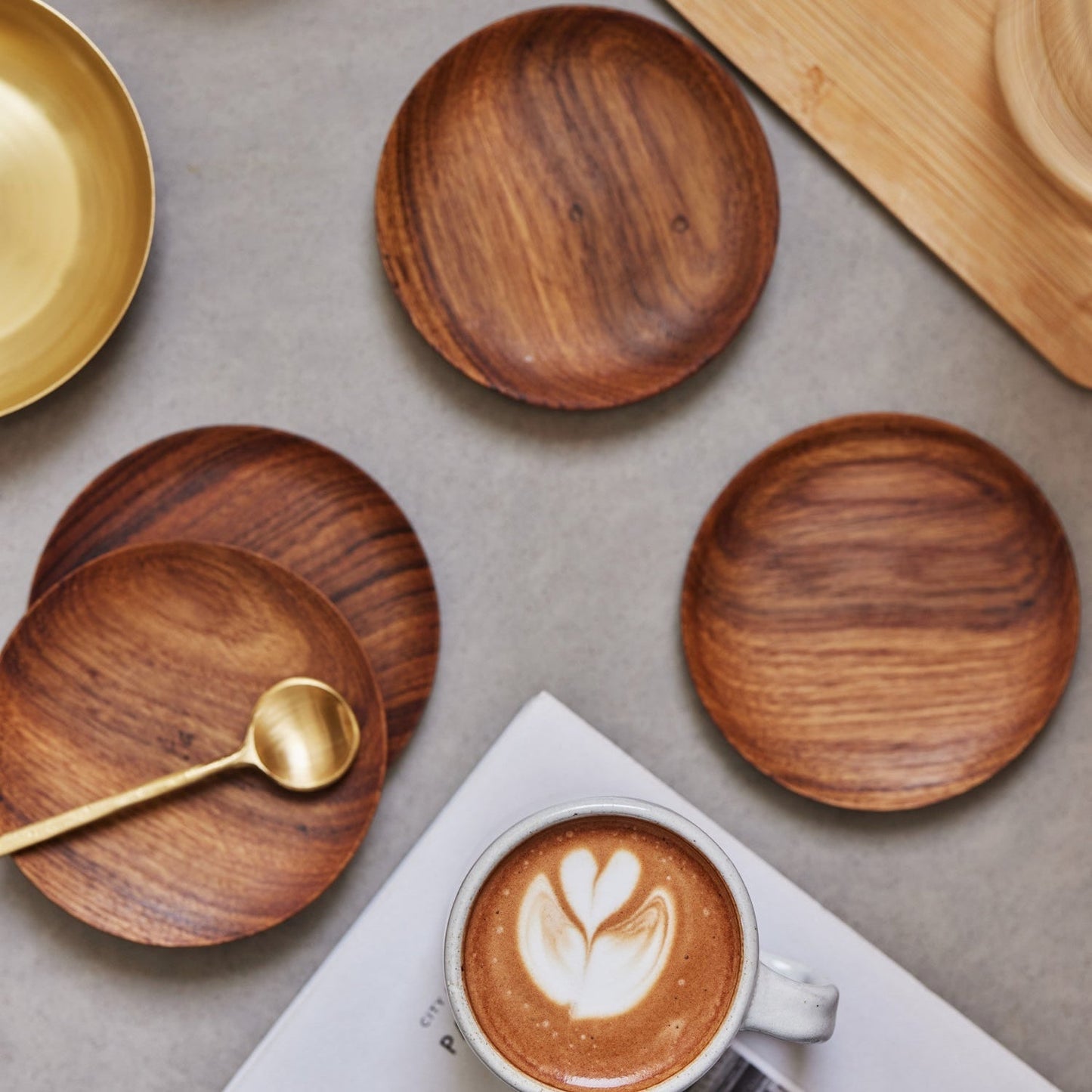 Teak Wood Coasters - Set of 4
