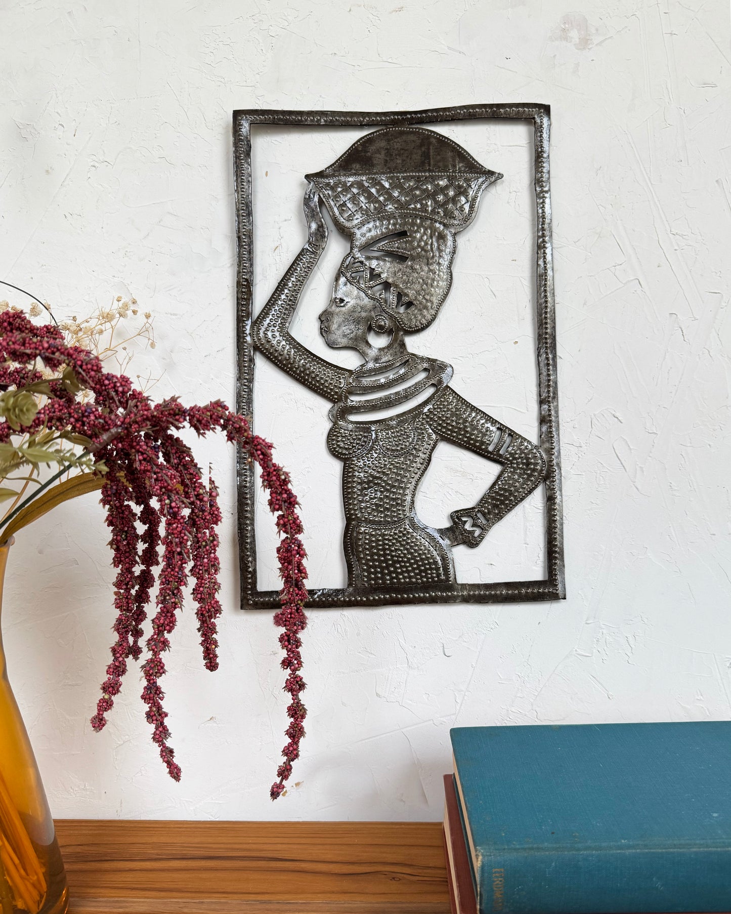 African Woman Metal Wall Art