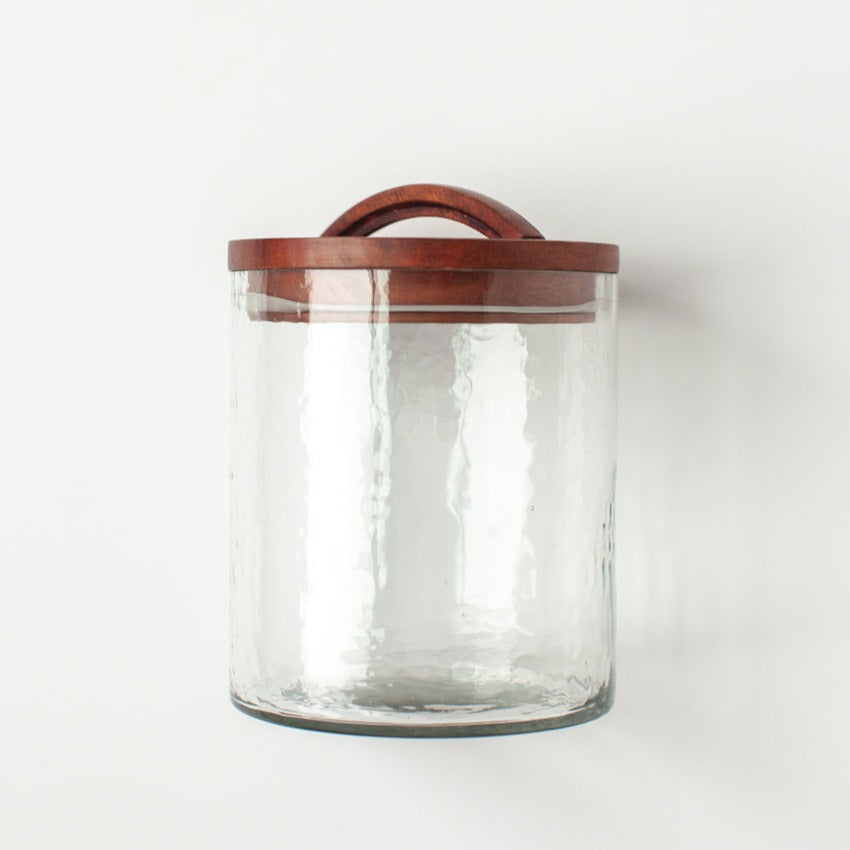 Small Textured Glass Canisters - Clear