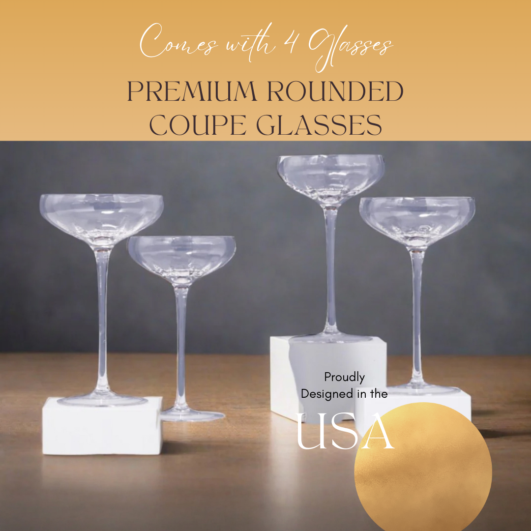 Modern Rounded Coupe Glasses - Set of 4