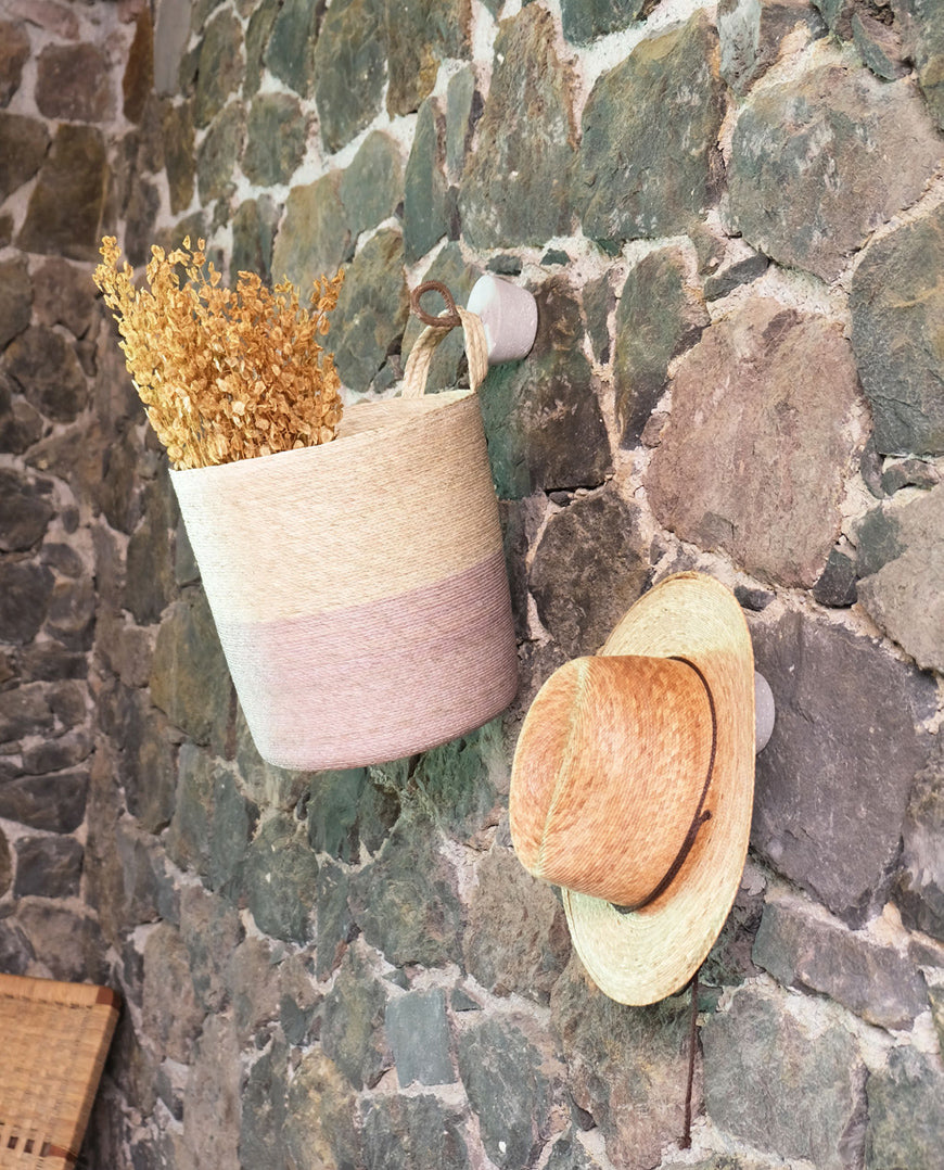 Handwoven Color-Block Hanging Basket