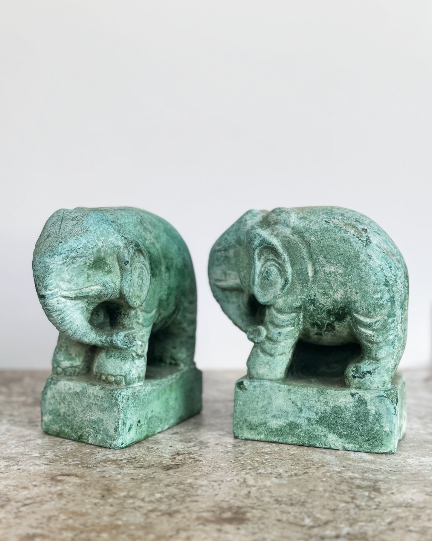 Jade Elephant Bookends - Set of 2