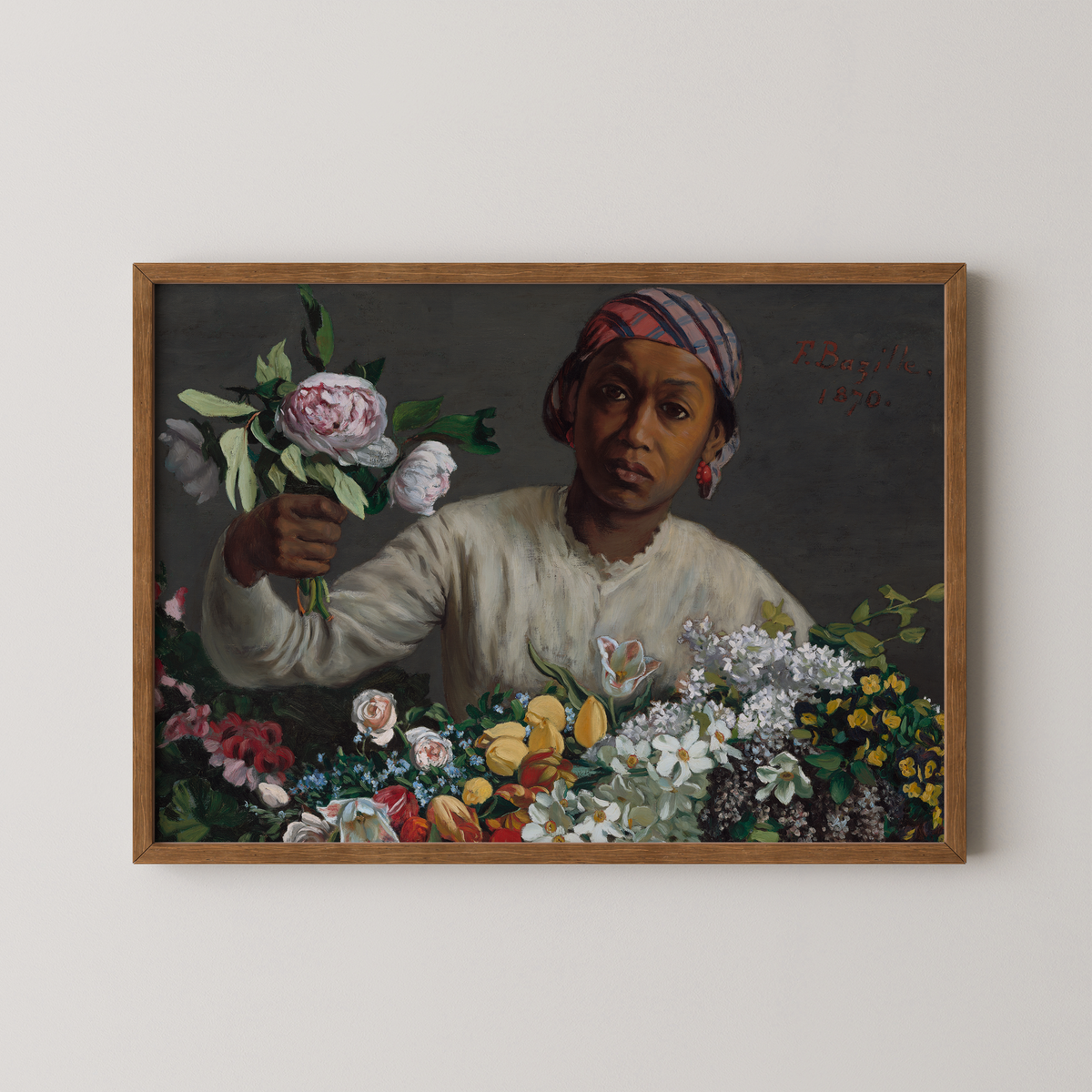 Young Woman with Peonies Art Print
