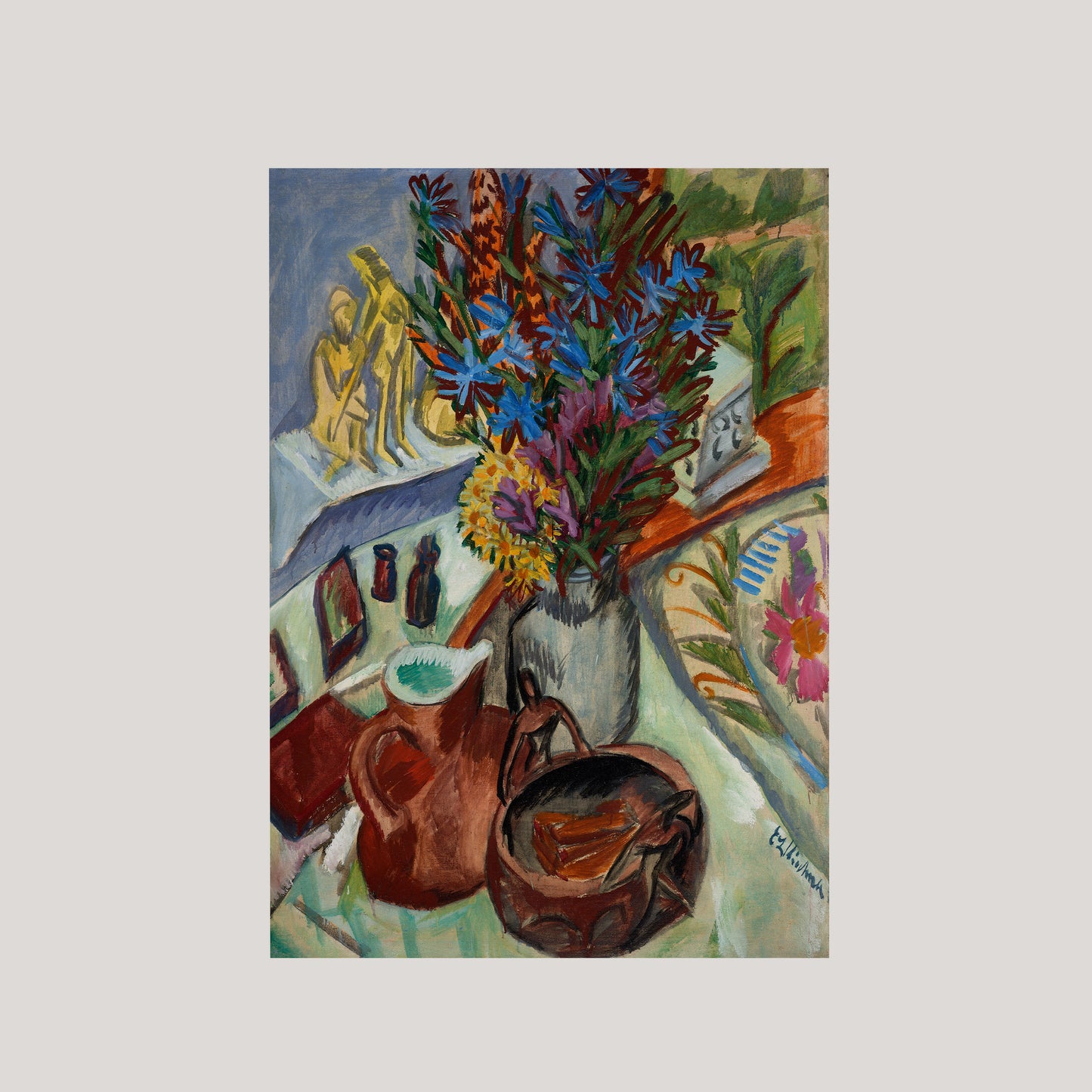 Still Life with Jug & African Bowl Art Print