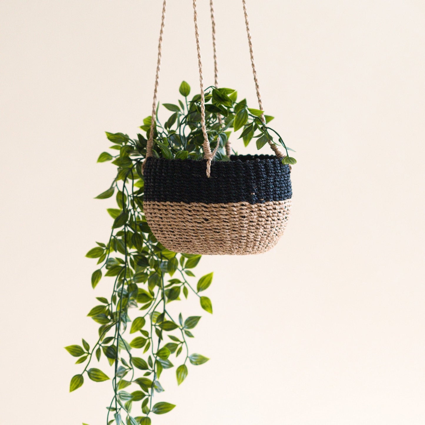 Colorblock Hanging Planter - Natural + Black