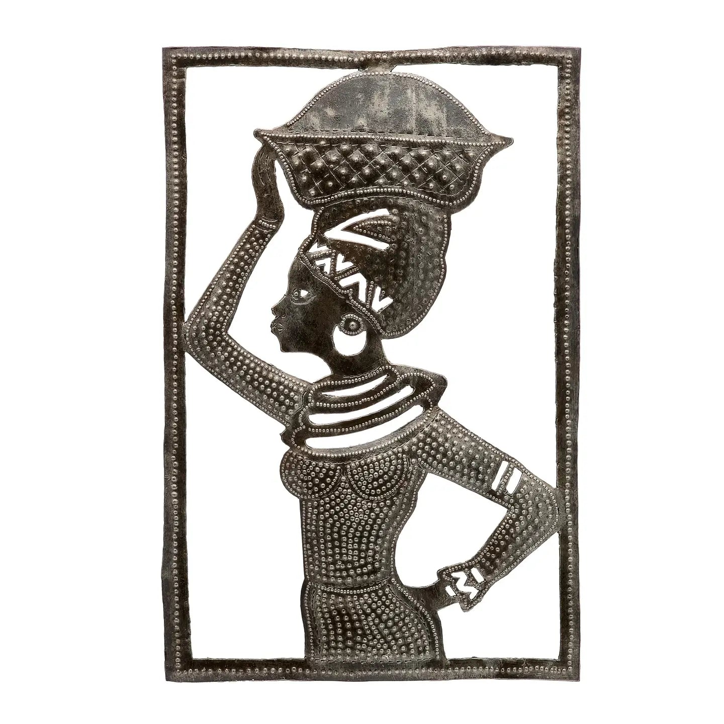 African Woman Metal Wall Art