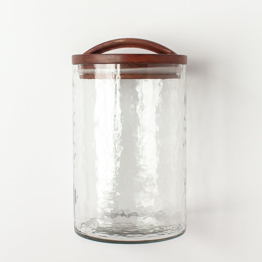 Large Textured Glass Canisters - Clear