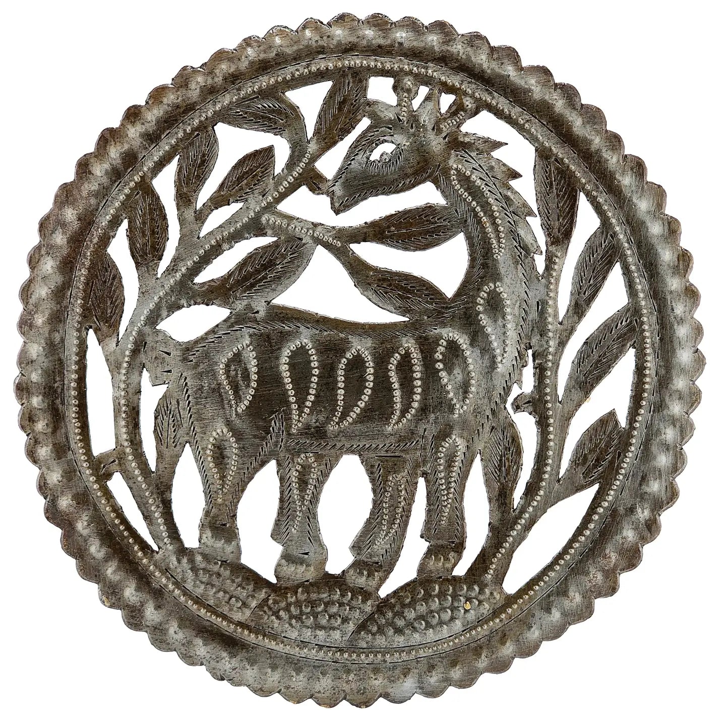 Round Giraffe Metal Wall Art