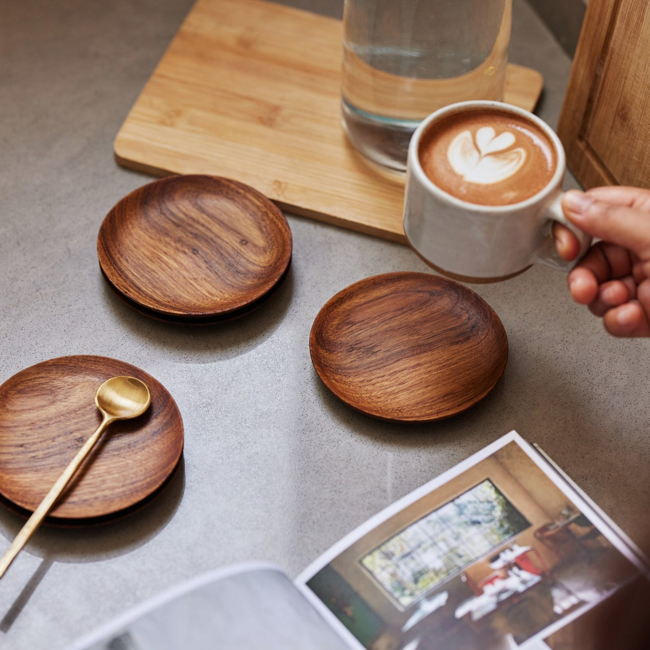 Teak Wood Coasters - Set of 4