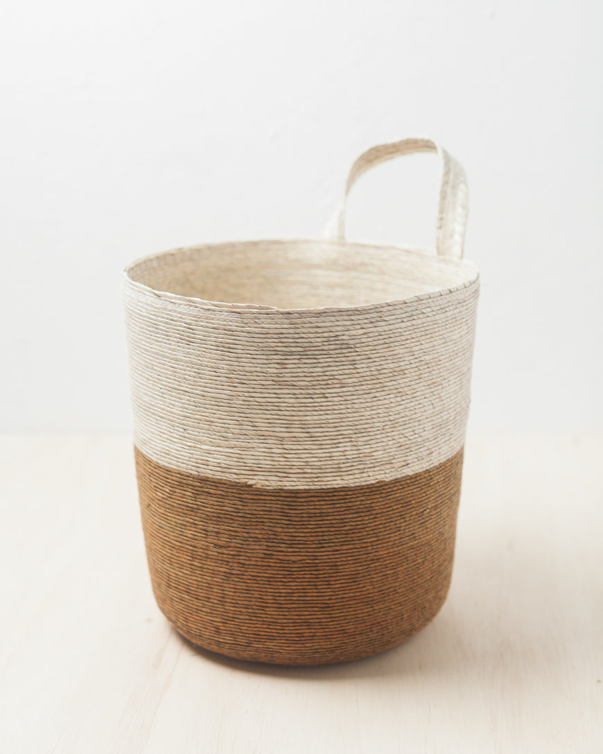 Handwoven Color-Block Hanging Basket