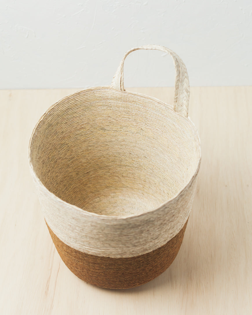 Handwoven Color-Block Hanging Basket