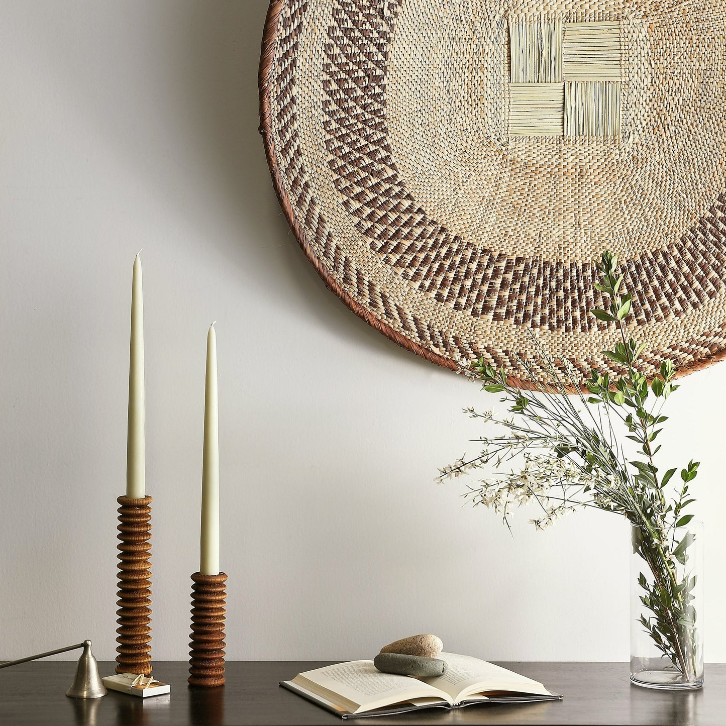 Sculpted Spiral Wood Candlestick Holder