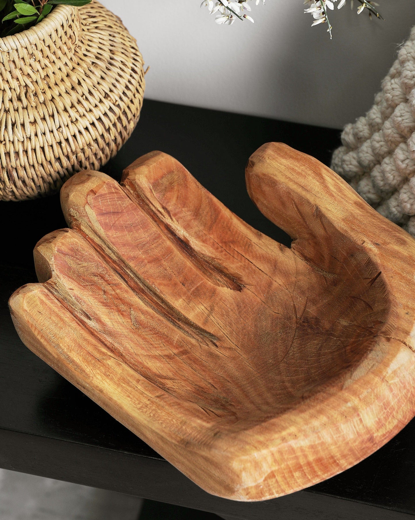 Sculpted Hand Eucalyptus Wood Bowl