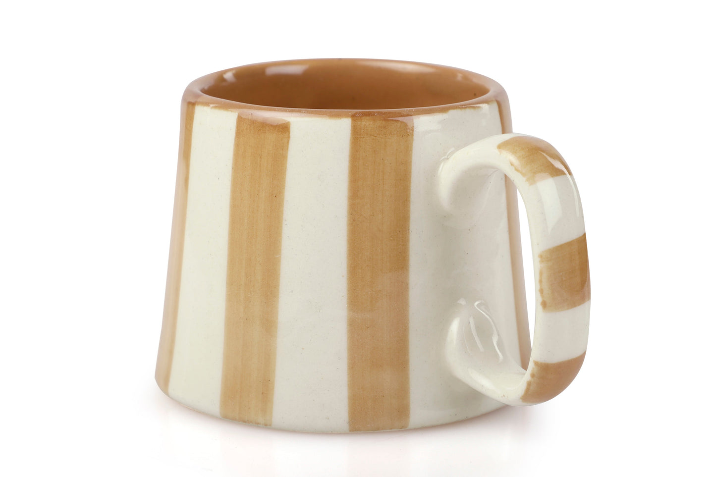 Ceramic Brown Stripe Coffee Mug - Set of 2