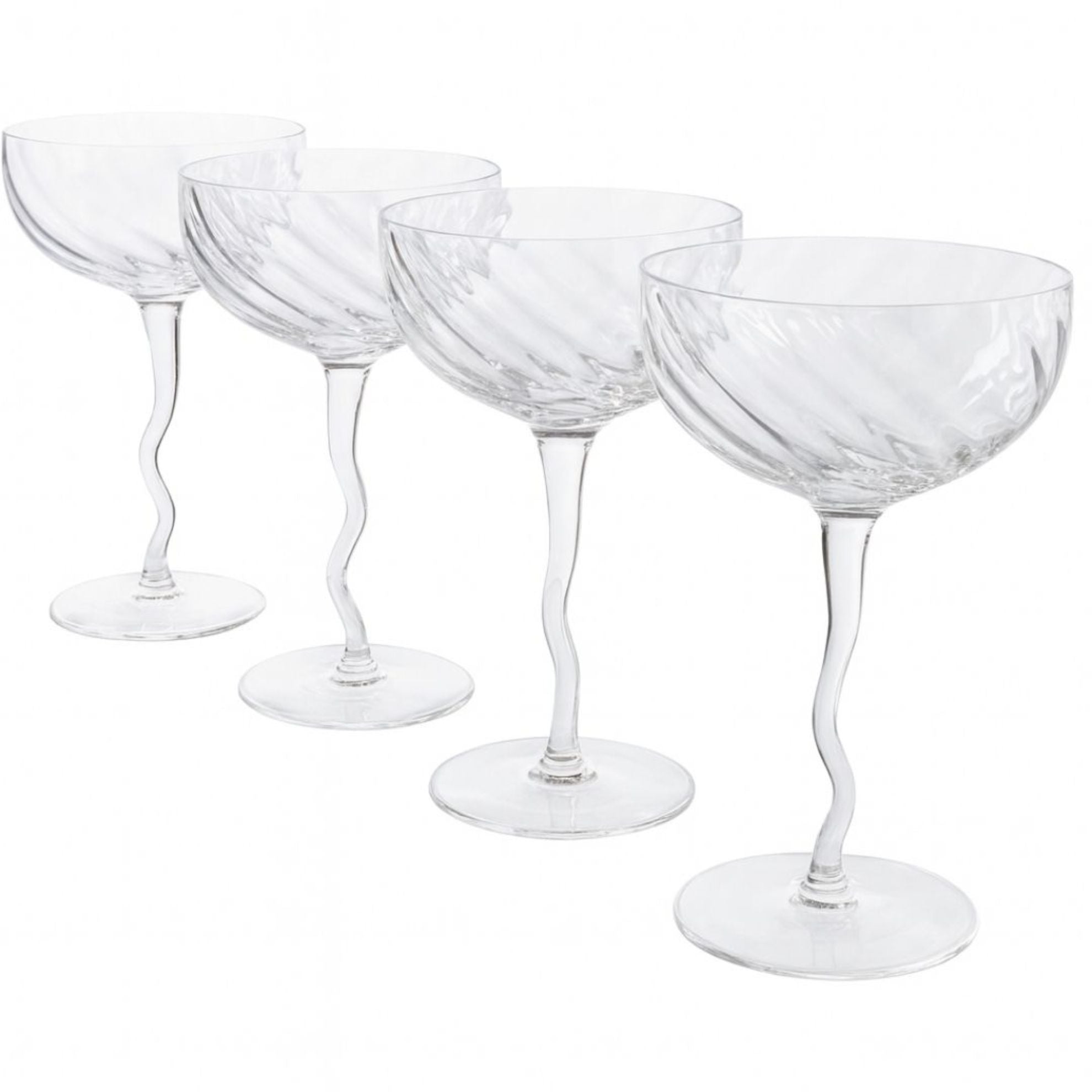 Curved Stem Coupe Glasses – Set of 4