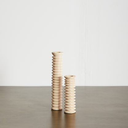 Sculpted Spiral Wood Candlestick Holder