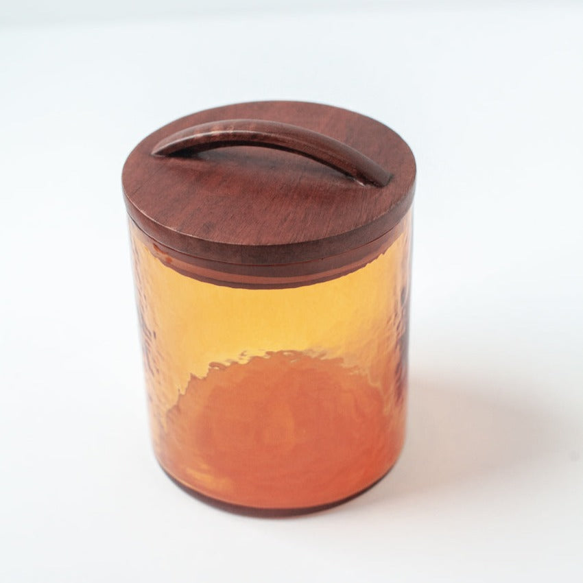 Small Textured Glass Canisters - Amber