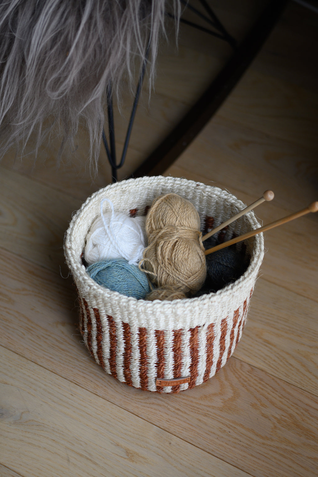 Sisal Storage Basket – Brown Stripe