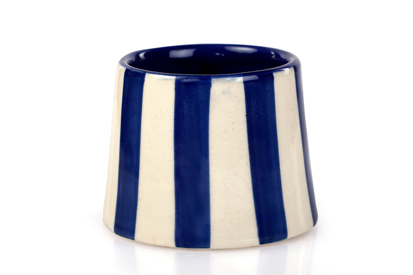 Ceramic Dark Blue Stripe Coffee Mug - Set of 2