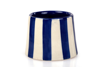 Ceramic Dark Blue Stripe Coffee Mug - Set of 2