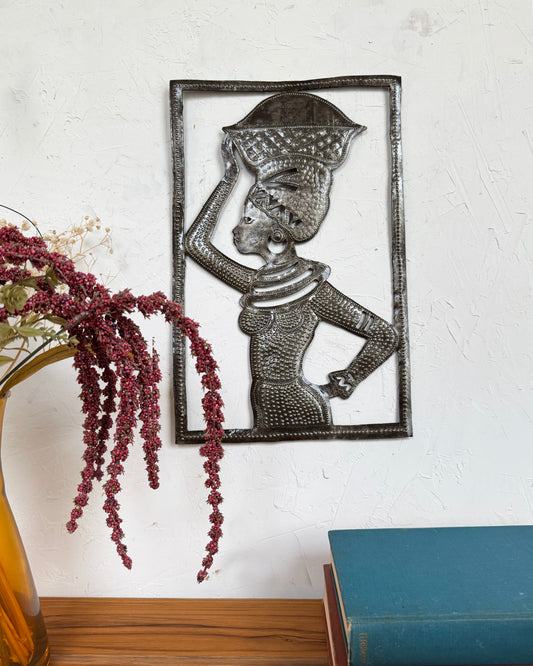 African Woman Metal Wall Art