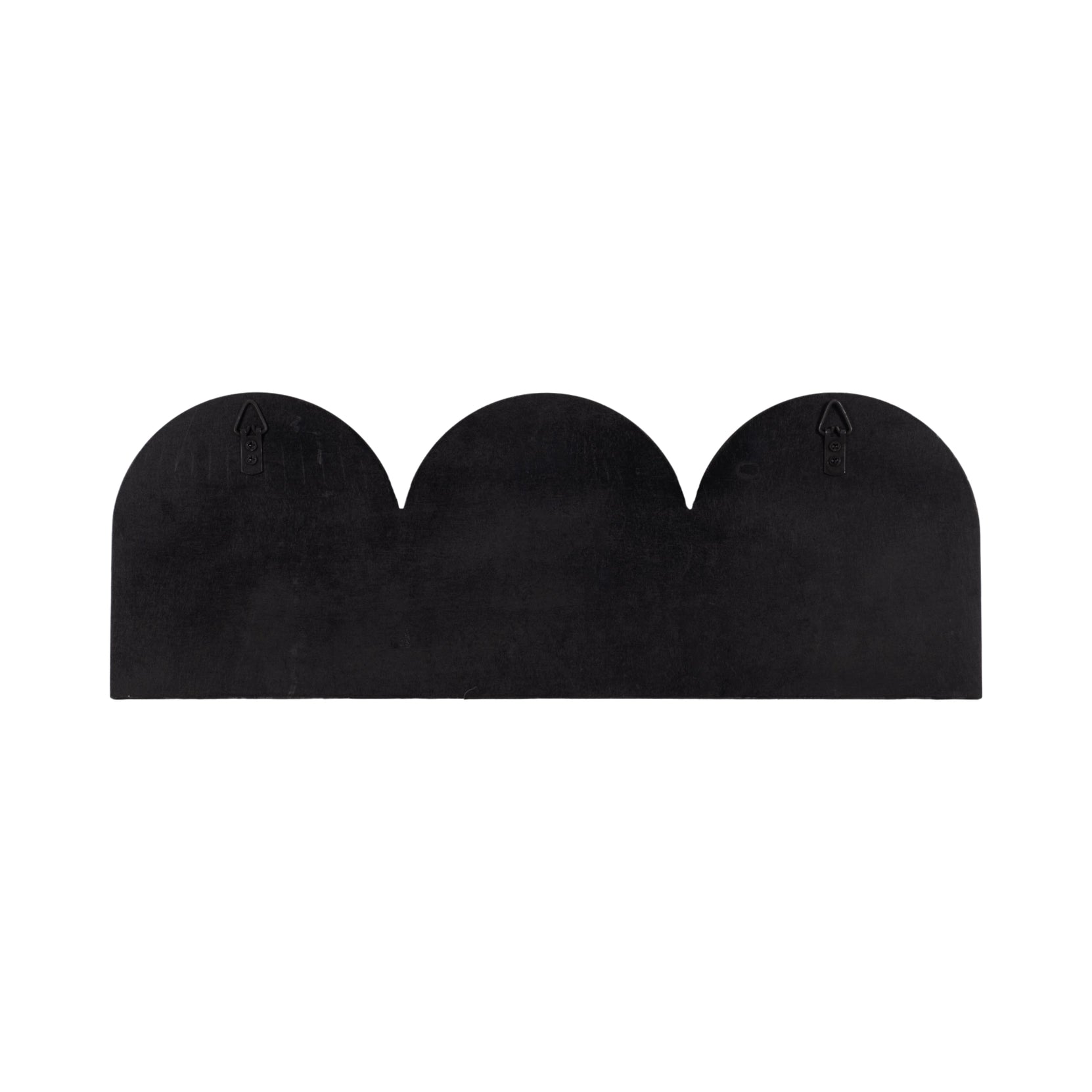 Black back of arch wall hooks on a white background