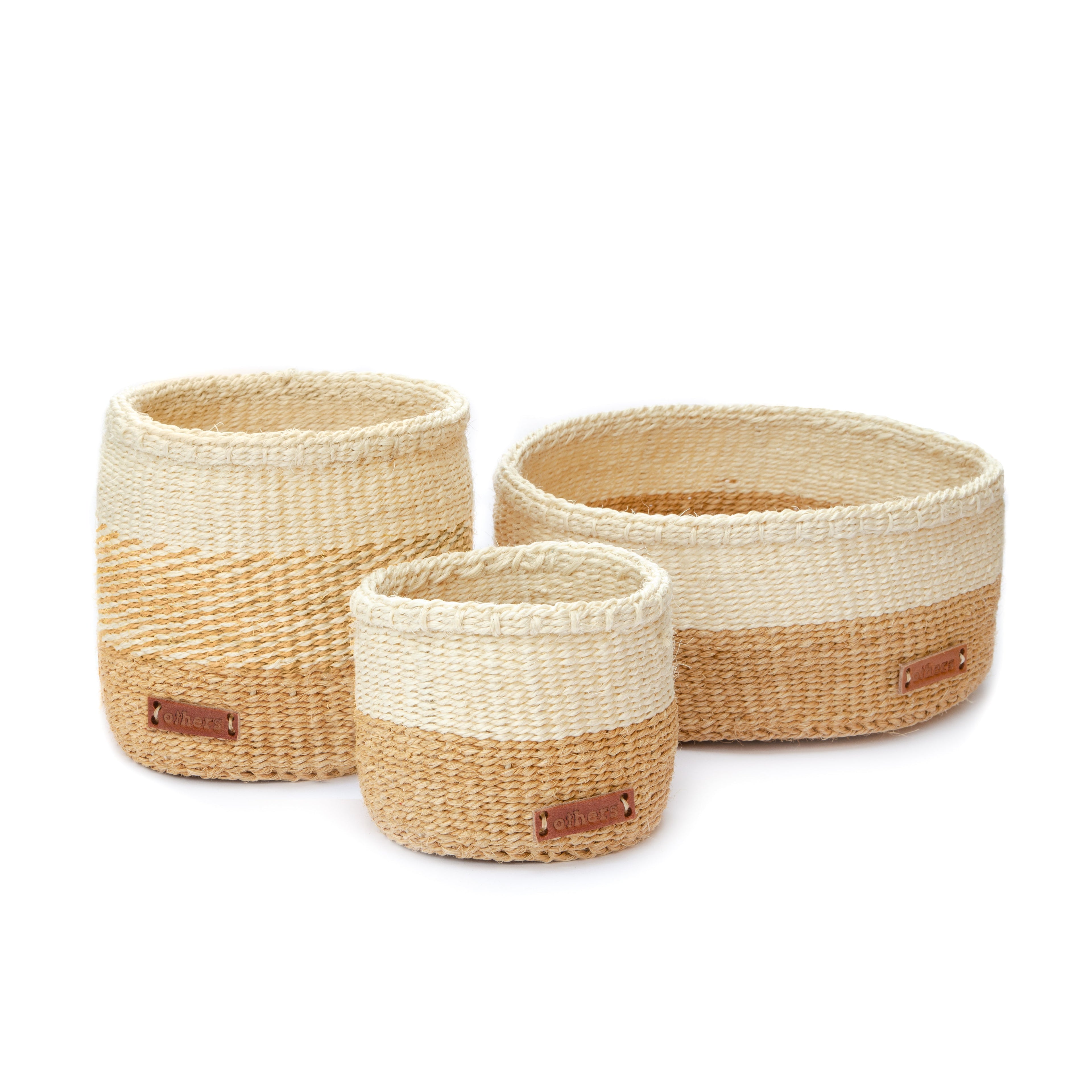 Low Profile Sisal Storage Basket – Natural Colorblock