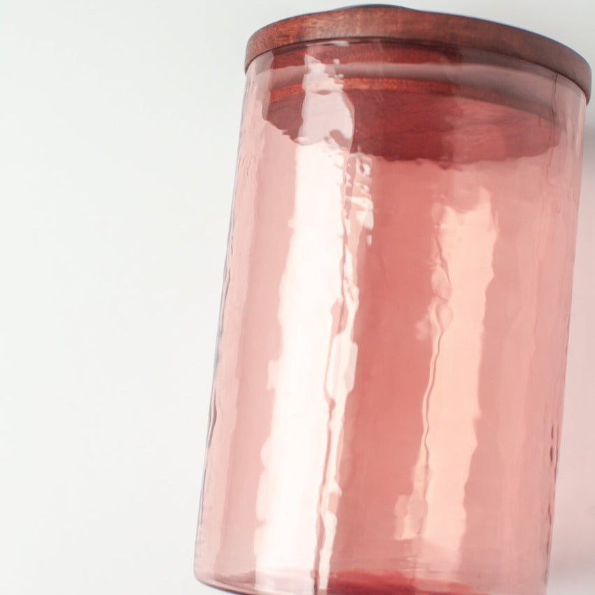 Large Textured Glass Canisters - Blush