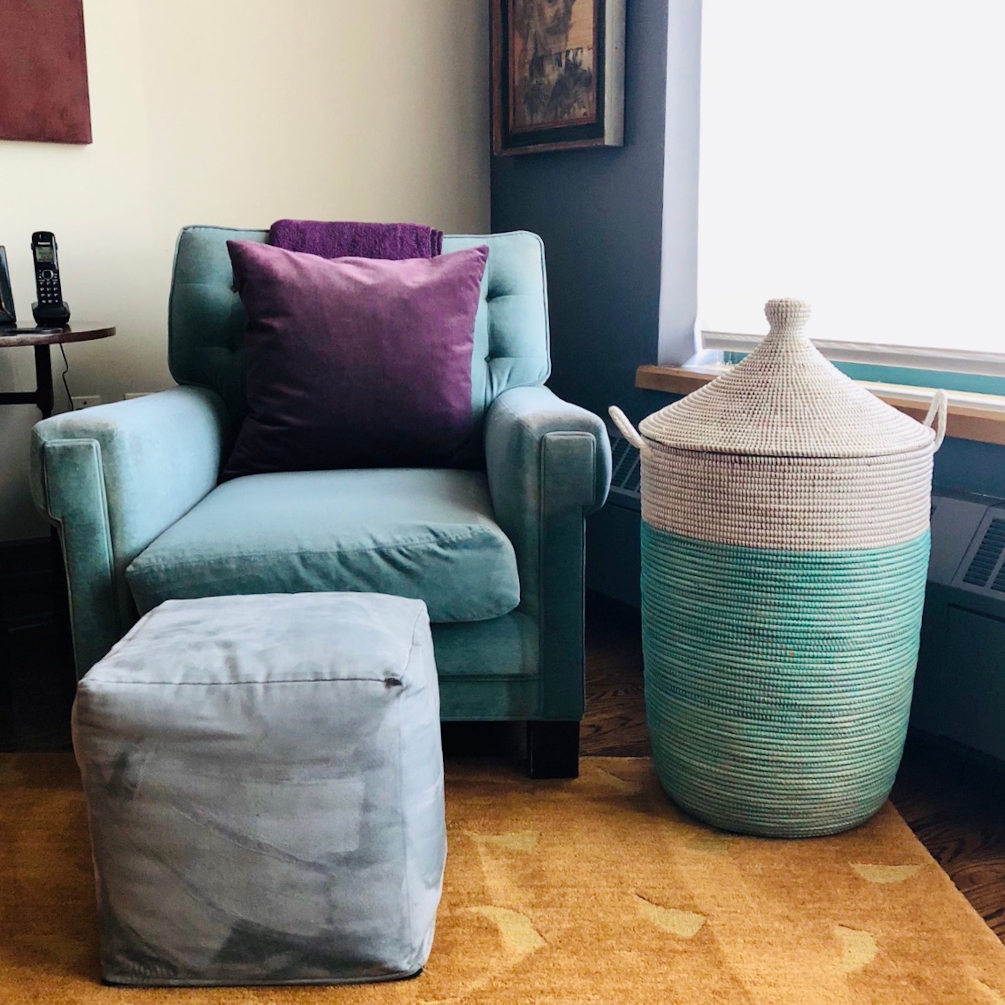 Large Storage Basket – Turquoise Colorblock