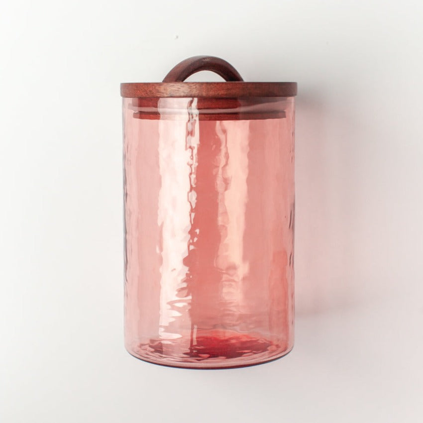 Large Textured Glass Canisters - Blush