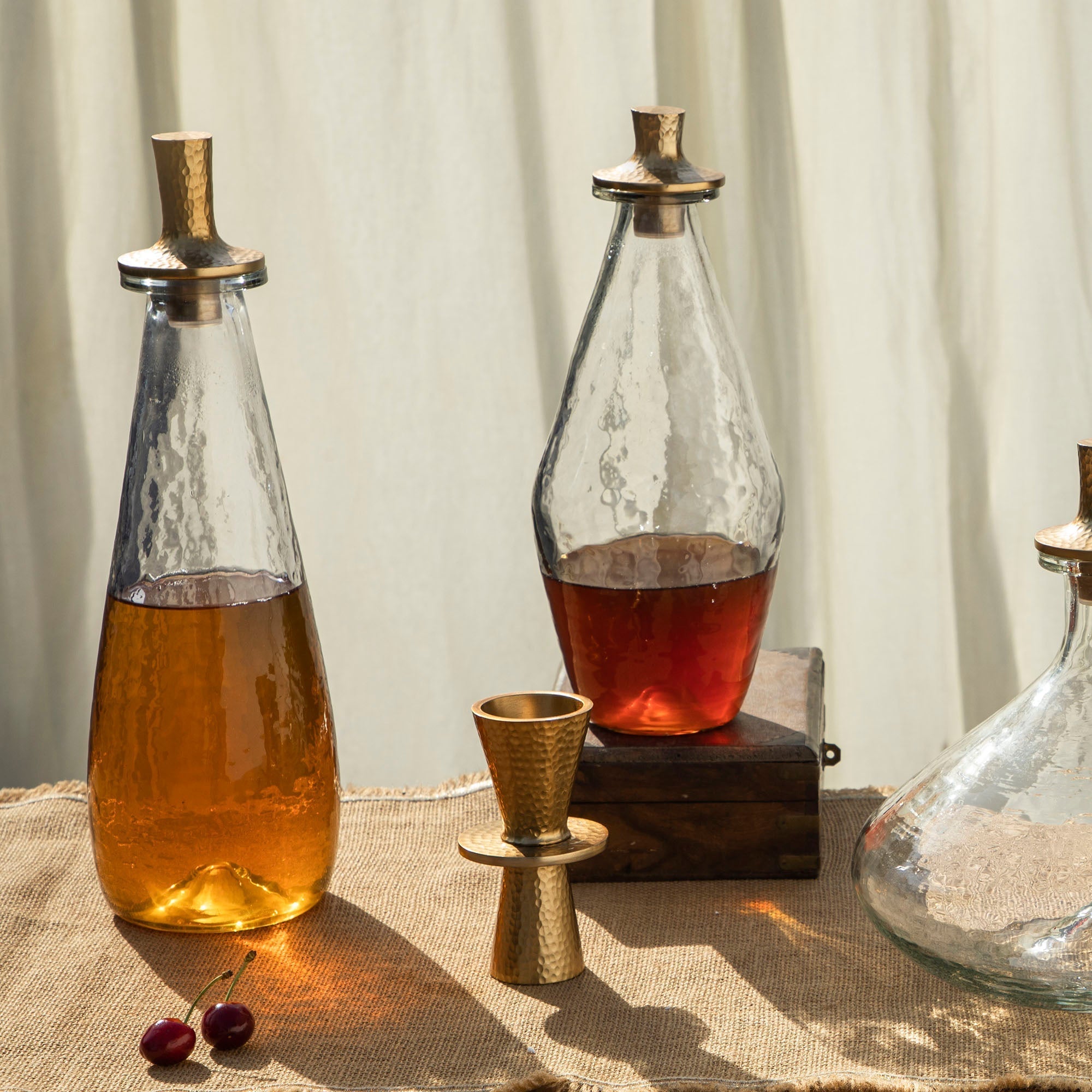 Tall Pebbled Glass Decanter