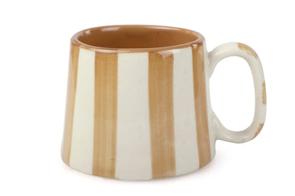 Ceramic Brown Stripe Coffee Mug - Set of 2