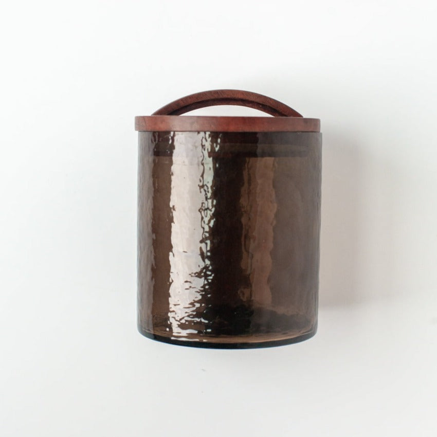 Small Textured Glass Canisters - Smoke