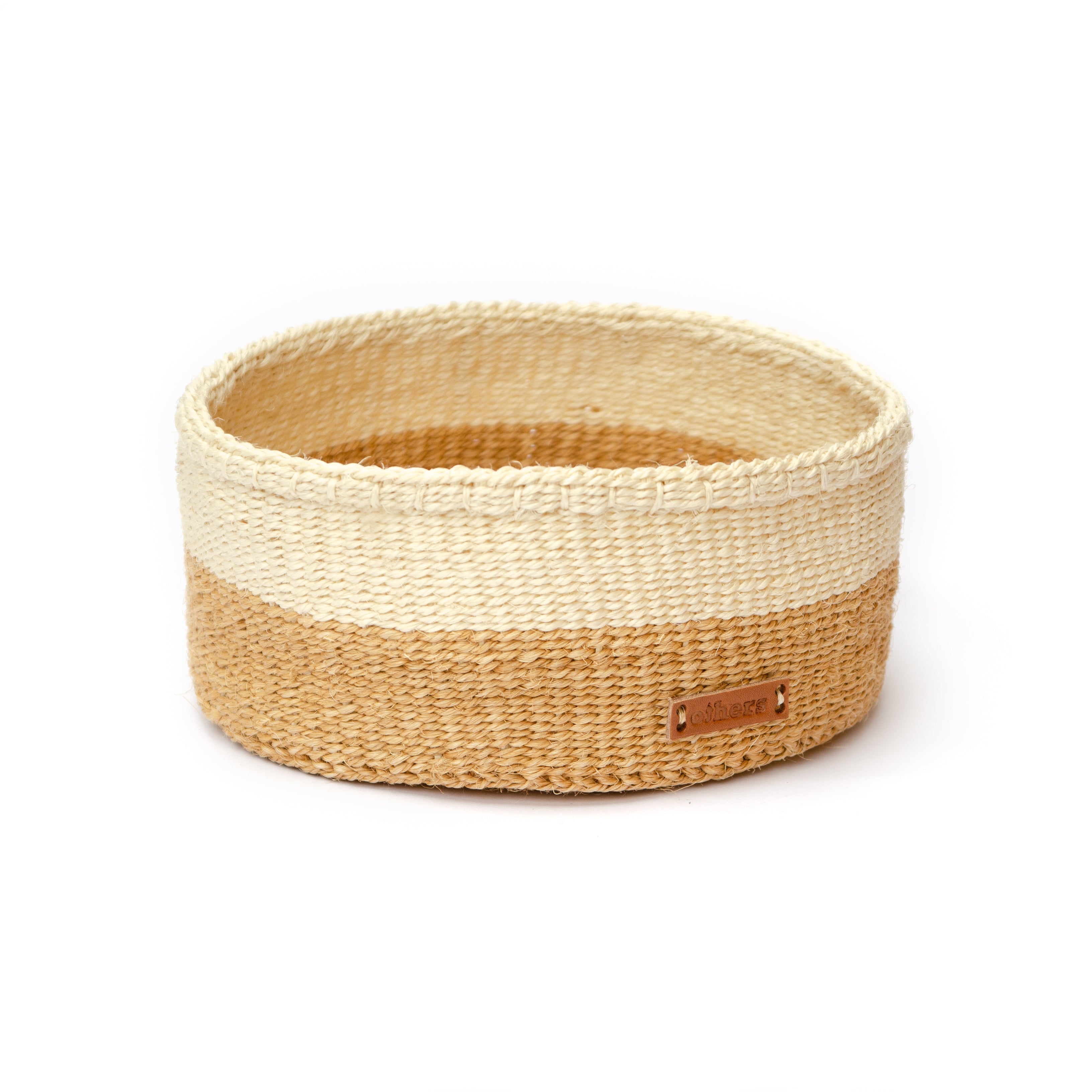 Low Profile Sisal Storage Basket – Natural Colorblock