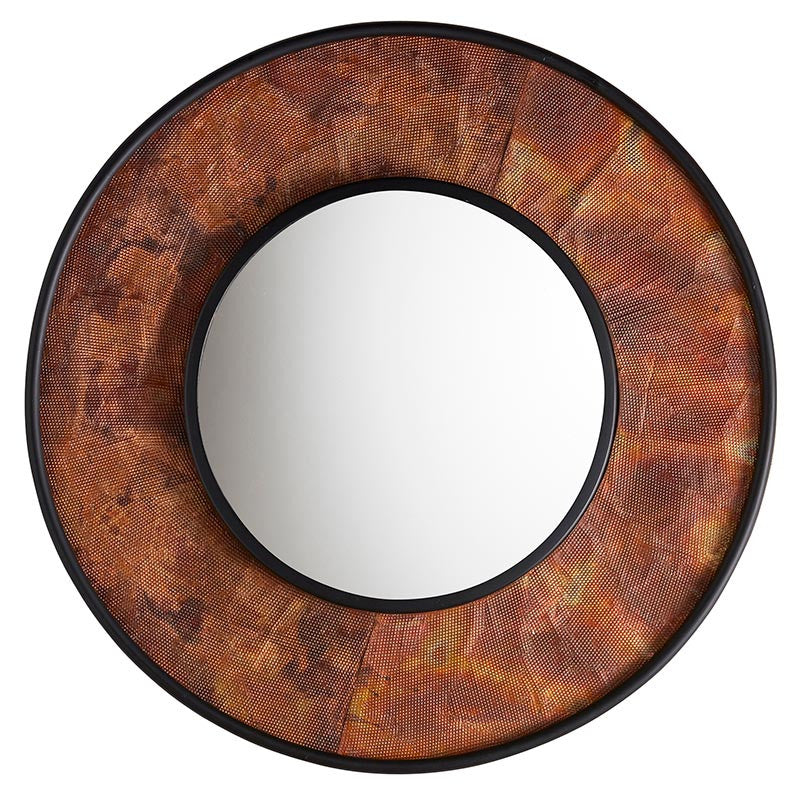 Round Copper Textured Mirror