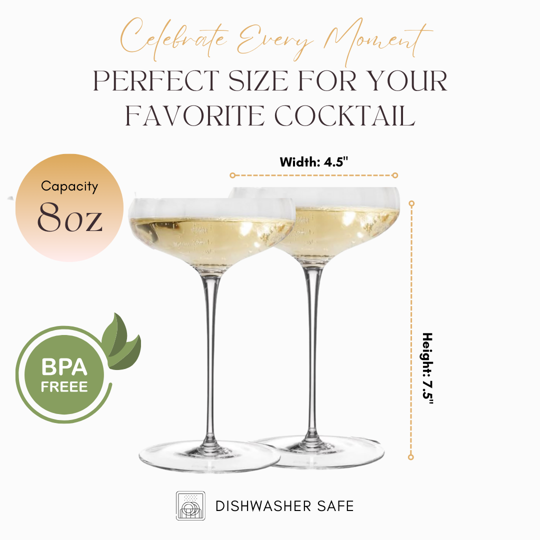 Modern Rounded Coupe Glasses - Set of 4