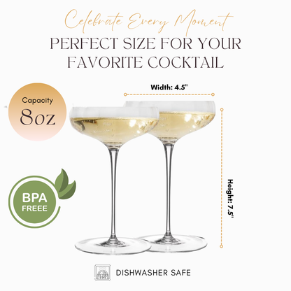 Modern Rounded Coupe Glasses - Set of 4