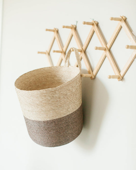 Handwoven Color-Block Hanging Basket