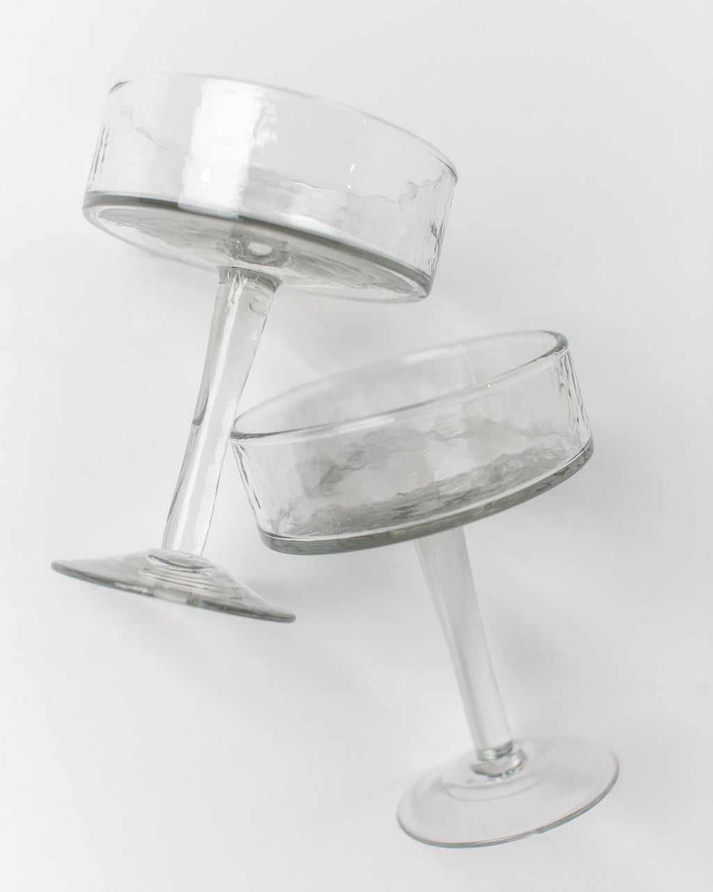 Handblown Hammered Coupe Cocktail Glass - Set of 2
