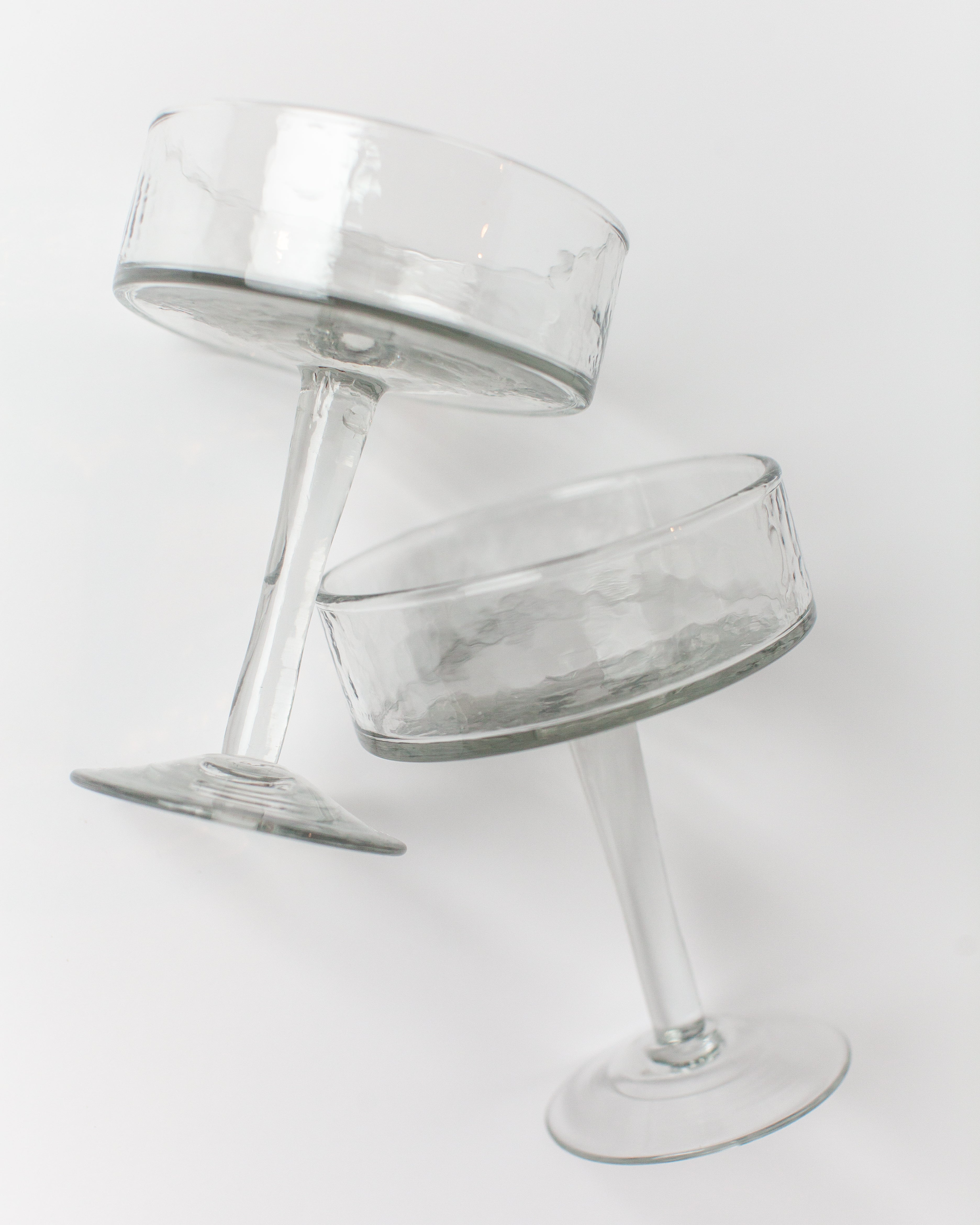 Handblown Hammered Coupe Cocktail Glass - Set of 2