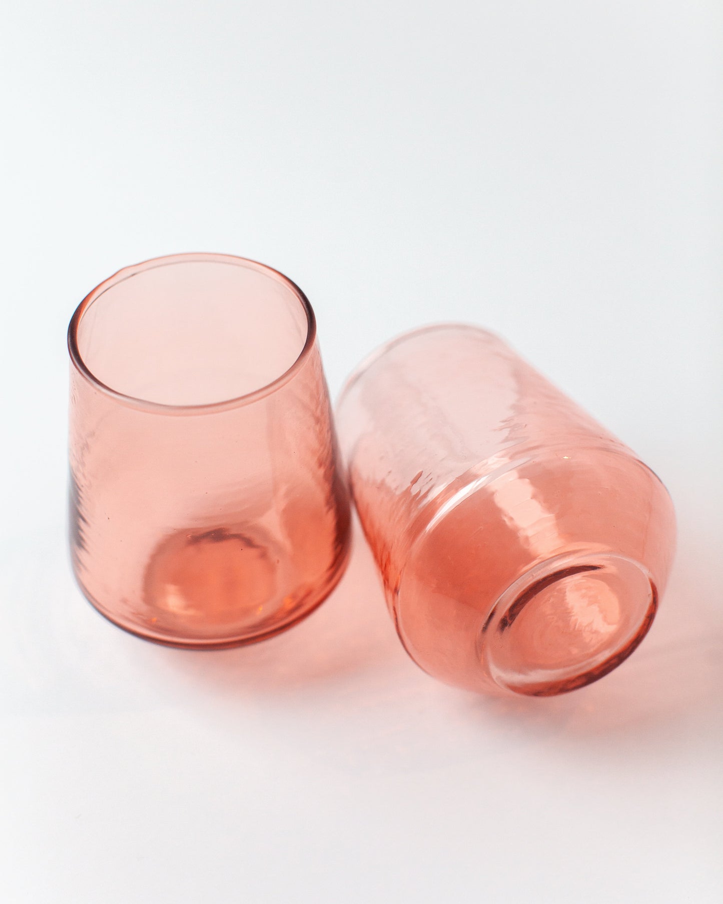 Hammered Glass Stemless Tumblers - Set of 2