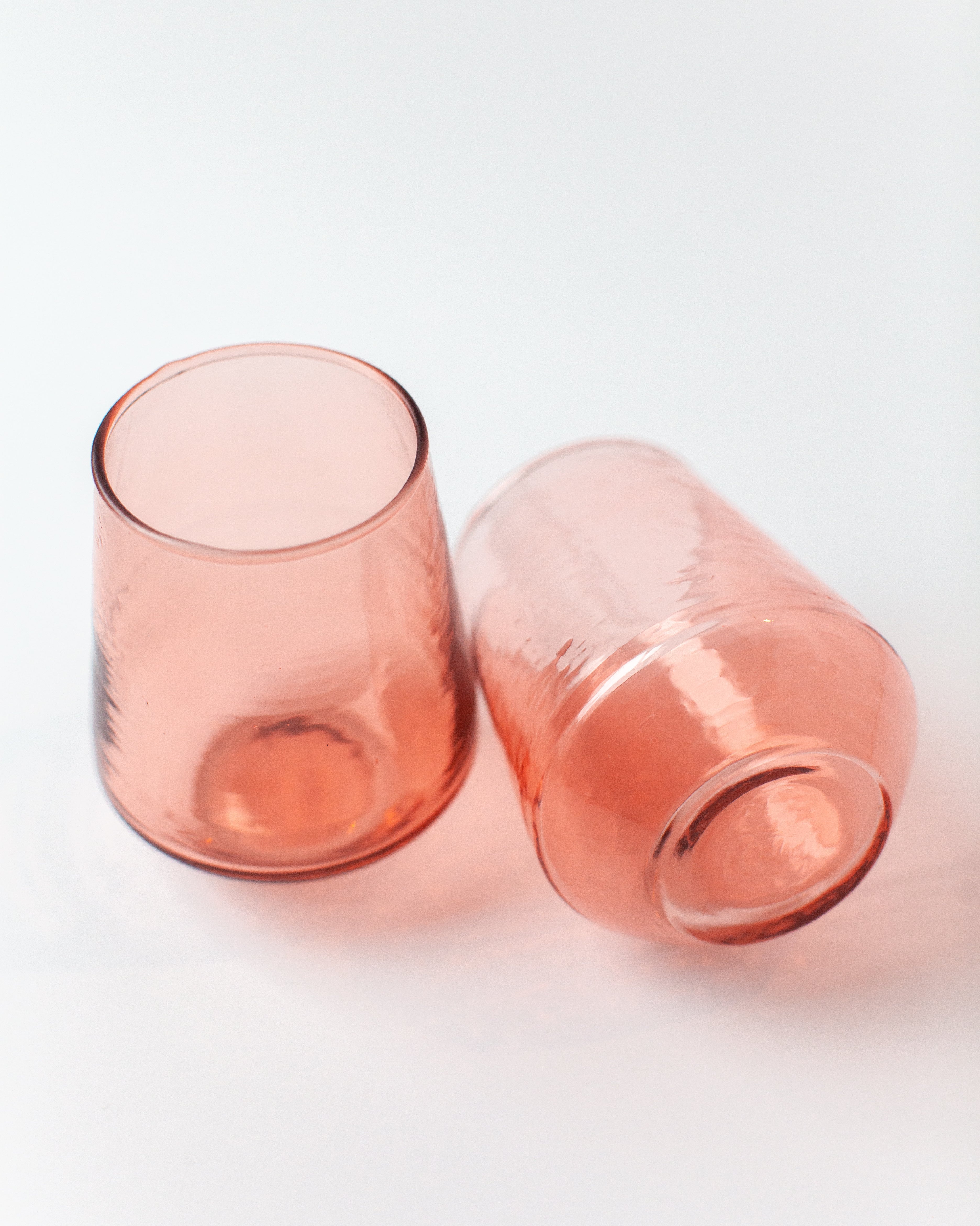 Hammered Glass Stemless Tumblers - Set of 2