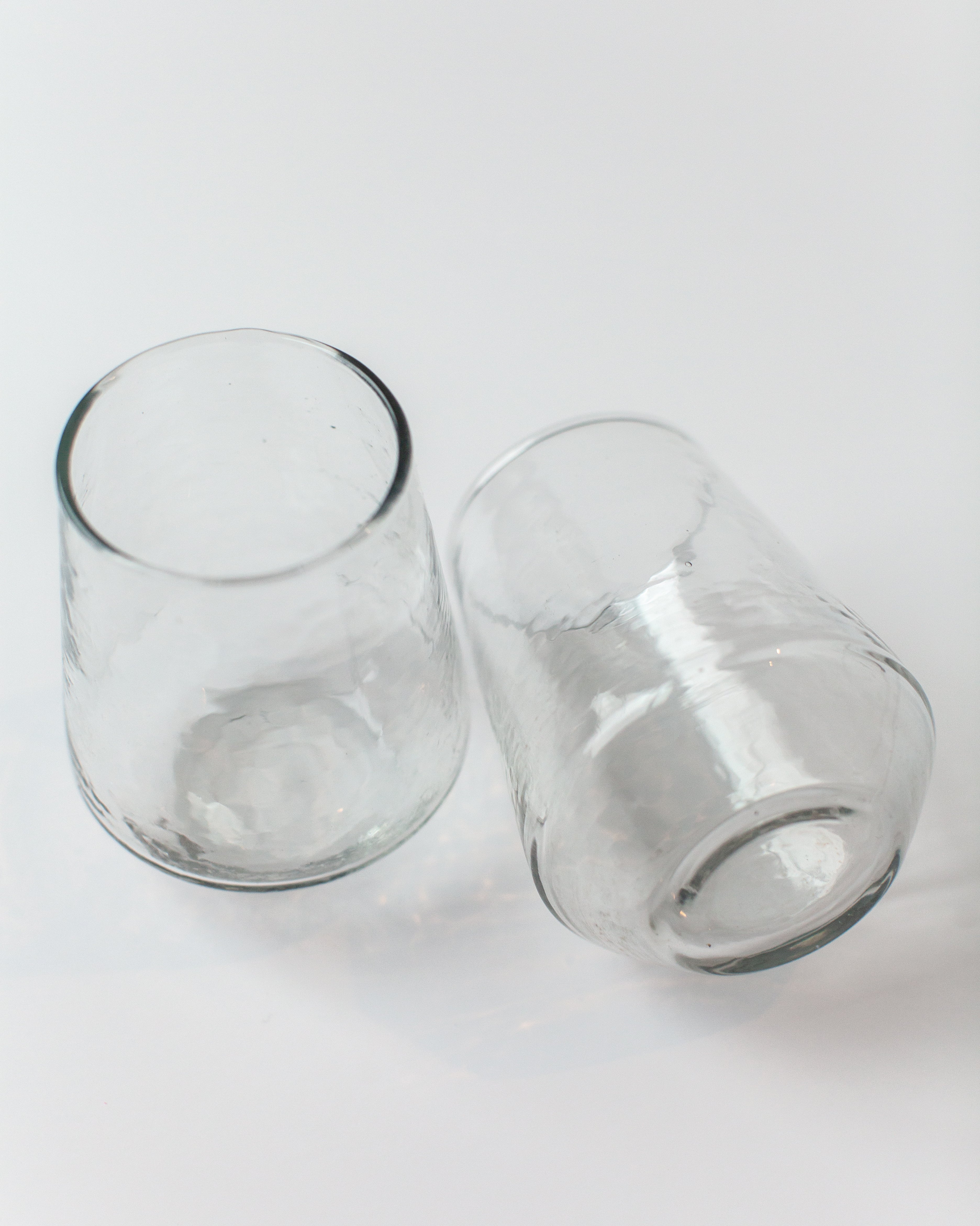 Hammered Glass Stemless Tumblers - Set of 2