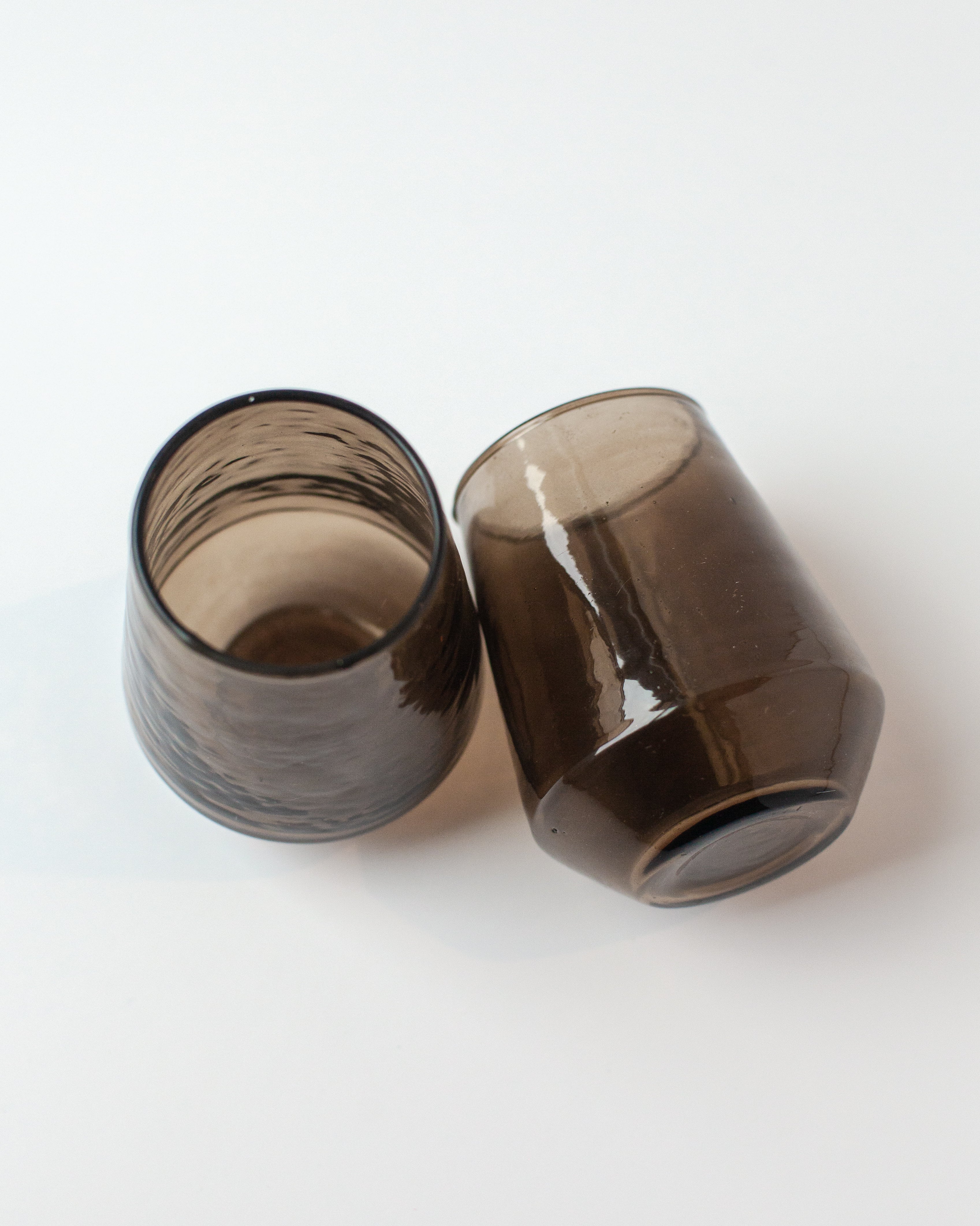 Hammered Glass Stemless Tumblers - Set of 2