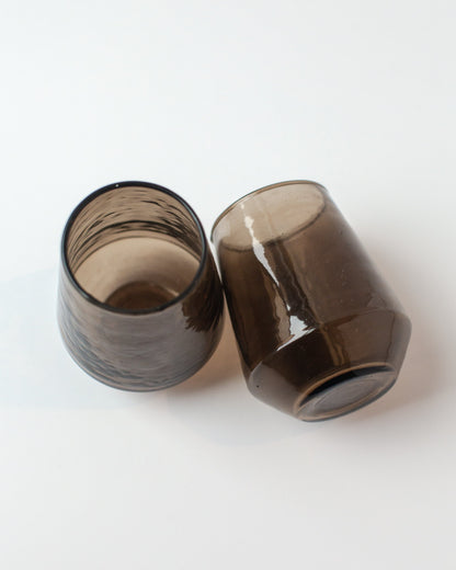 Hammered Glass Stemless Tumblers - Set of 2