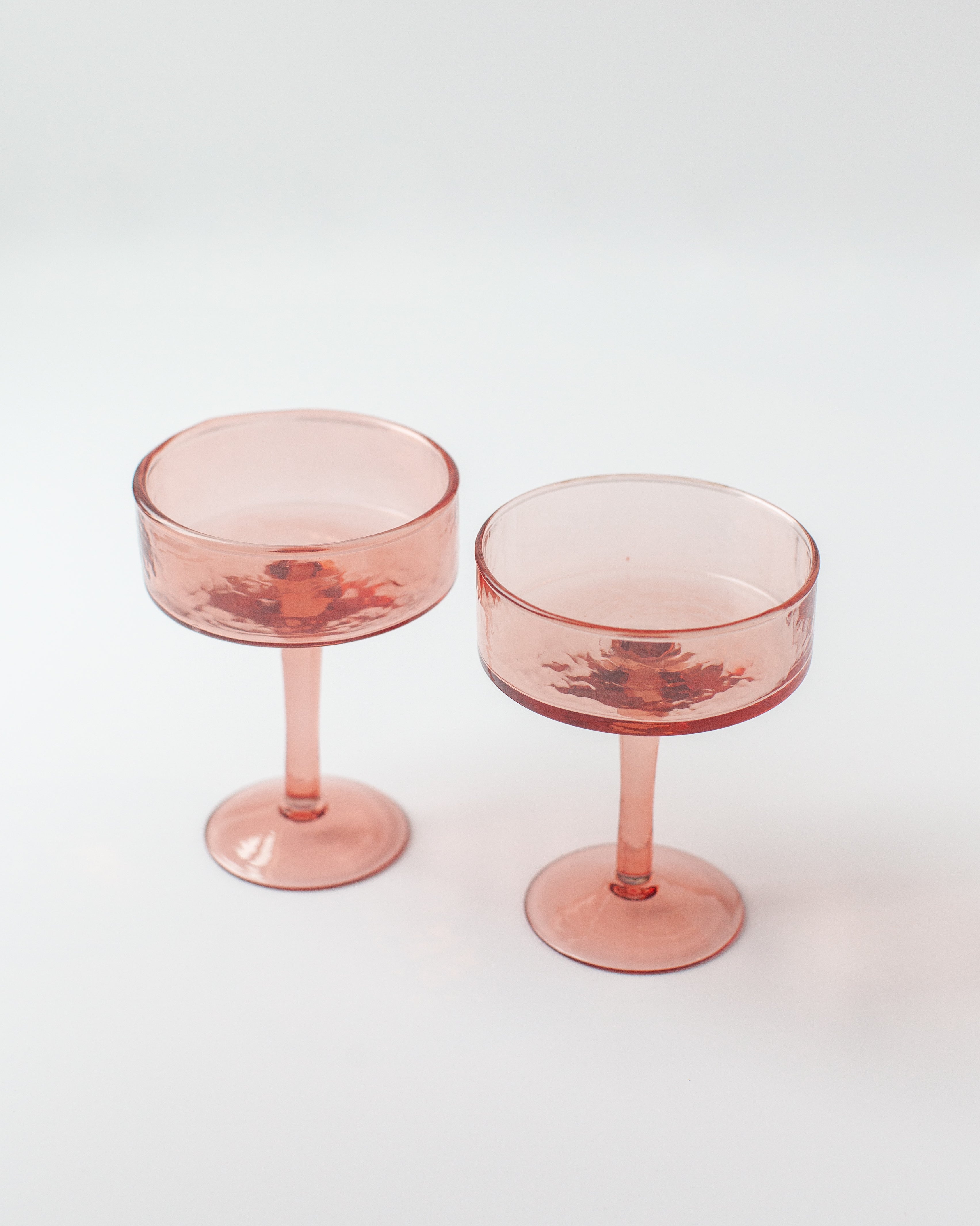 Handblown Hammered Coupe Cocktail Glass - Set of 2