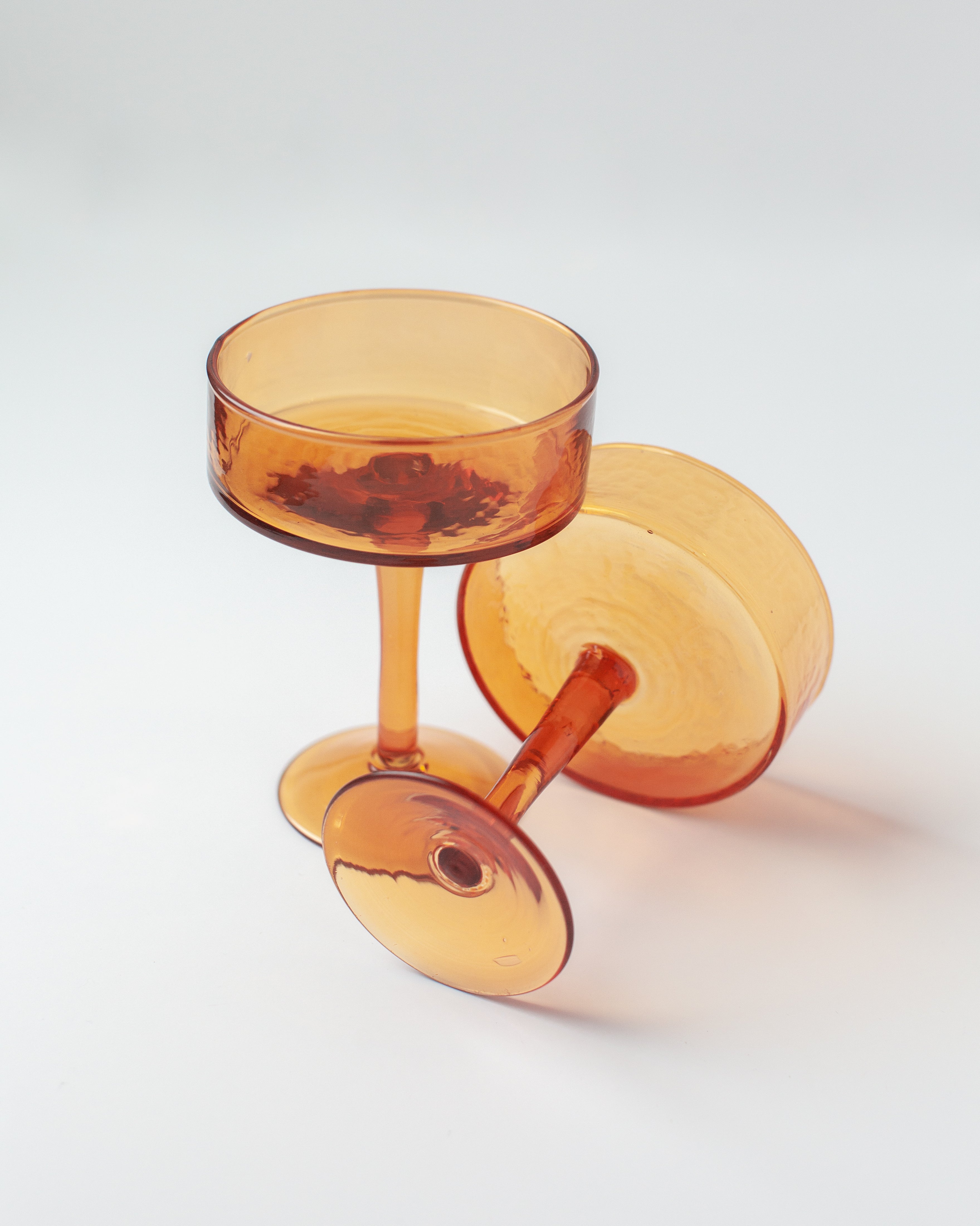 Handblown Hammered Coupe Cocktail Glass - Set of 2