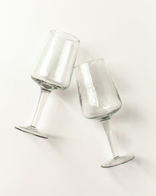 Handblown Hammered Wine Glasses - Set of 2