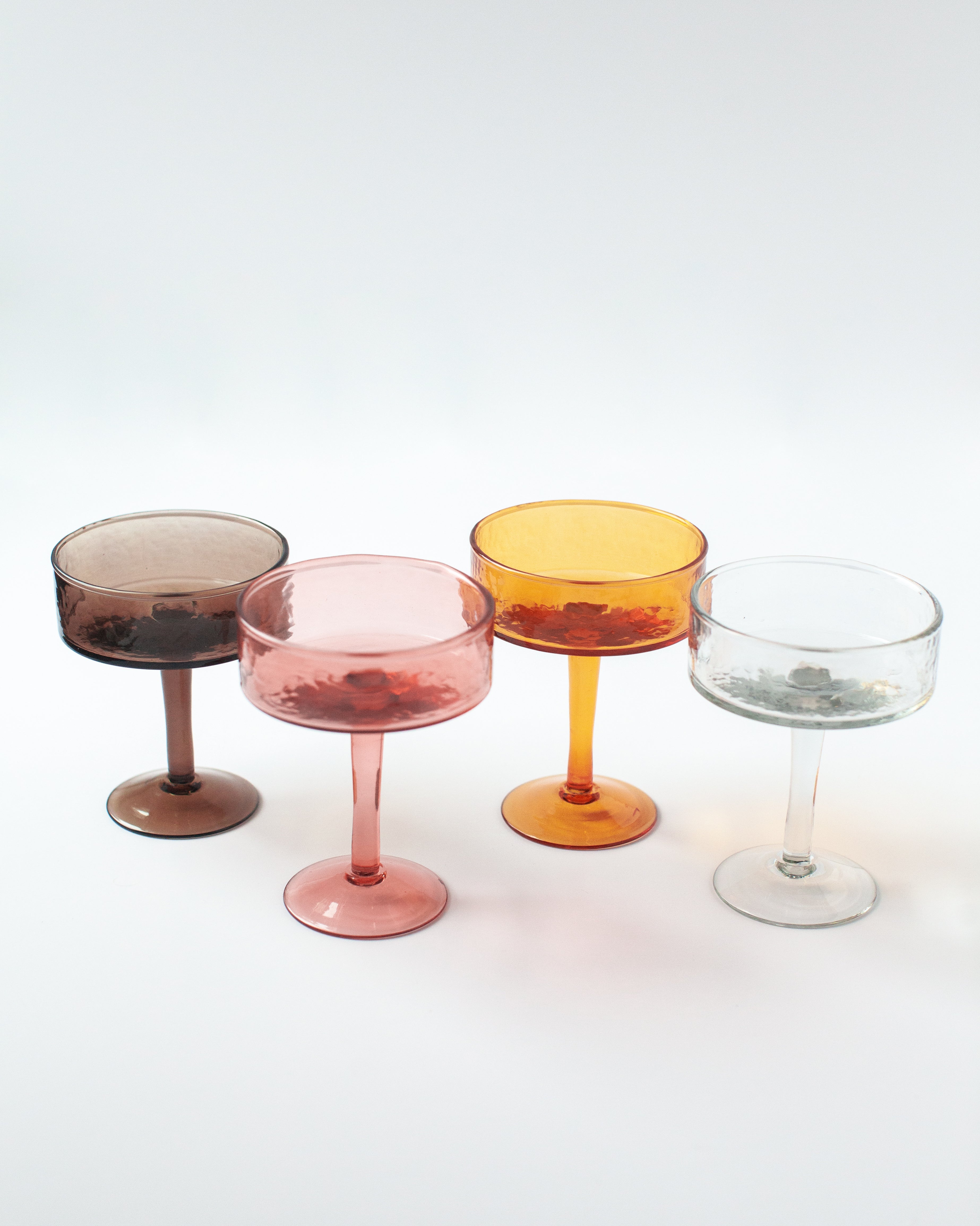 Handblown Hammered Coupe Cocktail Glass - Set of 2