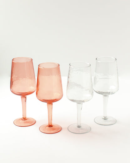 Handblown Hammered Wine Glasses - Set of 2